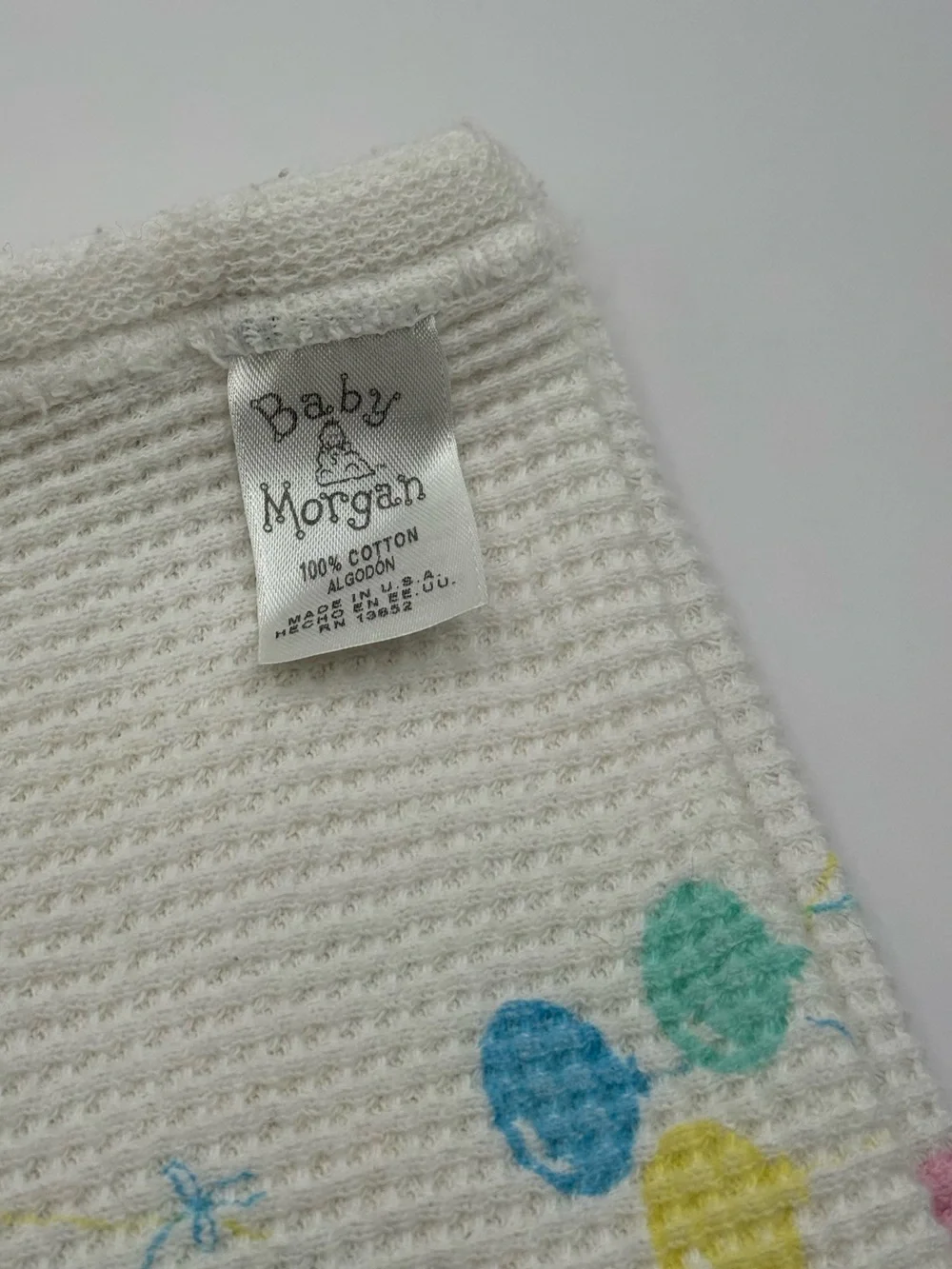Vintage Baby Morgan Baby Receiving Blanket Balloons Waffle Knit 100% Cotton